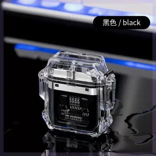 抖音同款创意机甲透明双电弧点火器车载户外充电打火机网红高颜值