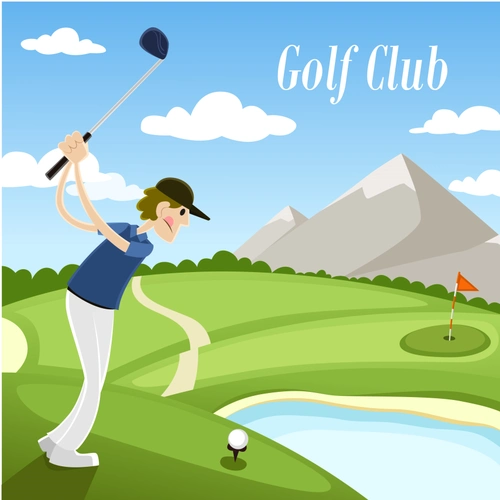 卡通人物高尔夫球场背景