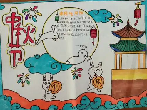 邱家店镇实验中学初二级部"庆中秋"手抄报活动