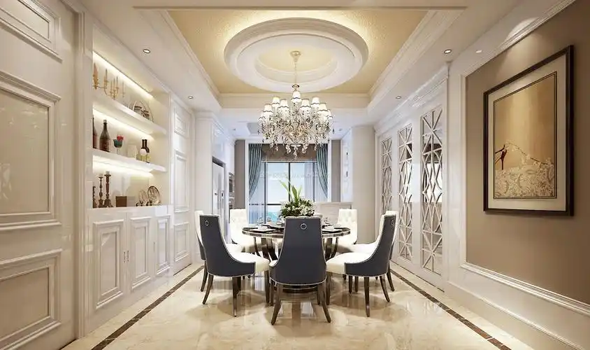 欧式风格餐厅圆形吊顶装修效果图片欣赏
