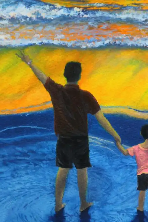 水彩画-一家四口