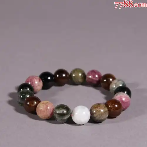 彩碧玺圆珠手串