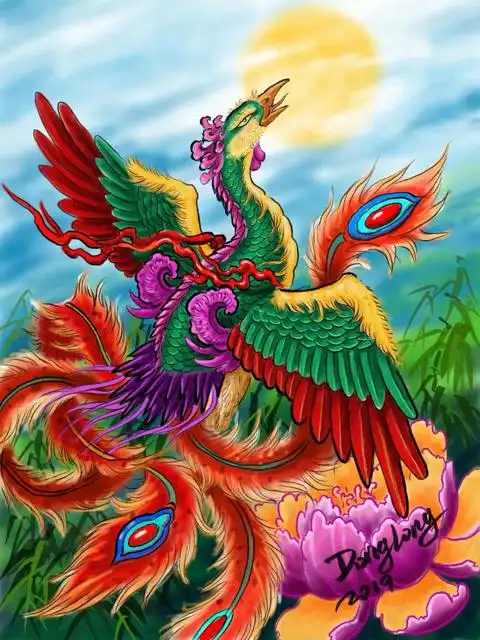 ipadpro画的彩色凤凰跟大家分享一下 谢谢大家支持