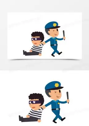 警察逮捕小偷免抠元素330卡通警察打假打击犯罪捉小偷元素70小偷卡通