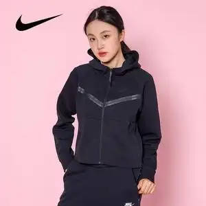 nike耐克外套女装2023春秋新款运动服连帽休闲短款夹克cw4299-010