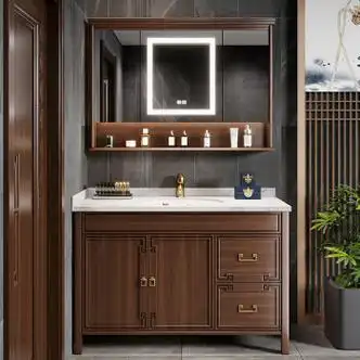 目赖定制新橡木浴室柜落地式洗脸洗手盆柜卫生间洗漱台实木卫浴柜15米