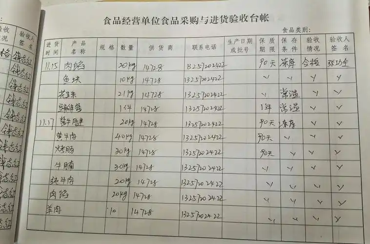 熟食进货台帐