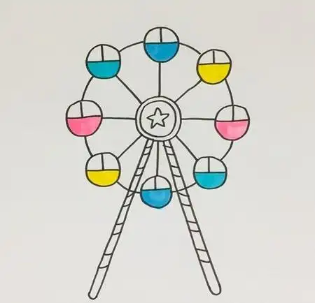 摩天轮怎么画简单又好看 中级简笔画教程-第4张