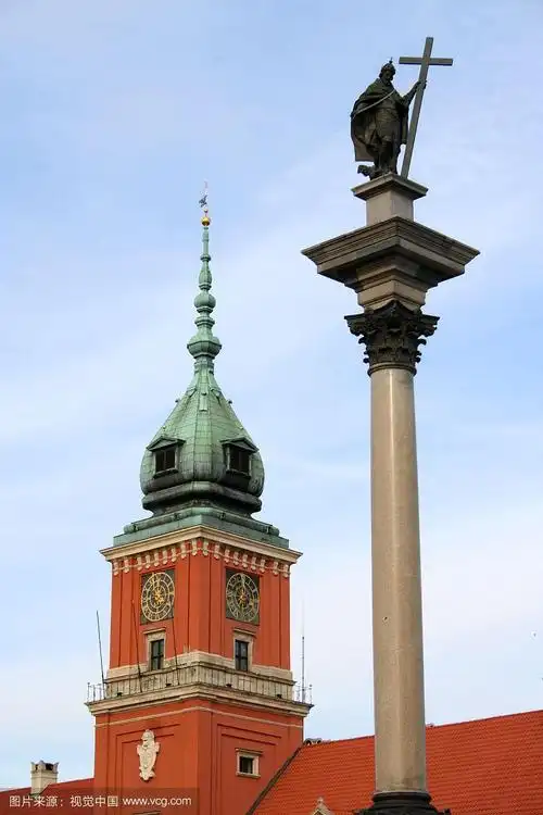 波兰华沙的皇家城堡和kolumna zygmunta monumet
