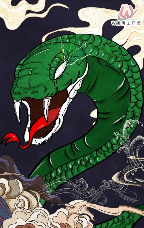 手绘插画【电脑手绘】生肖蛇