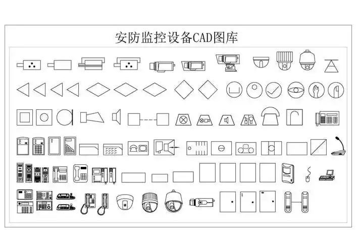 安防监控设备cad图库施工图下载