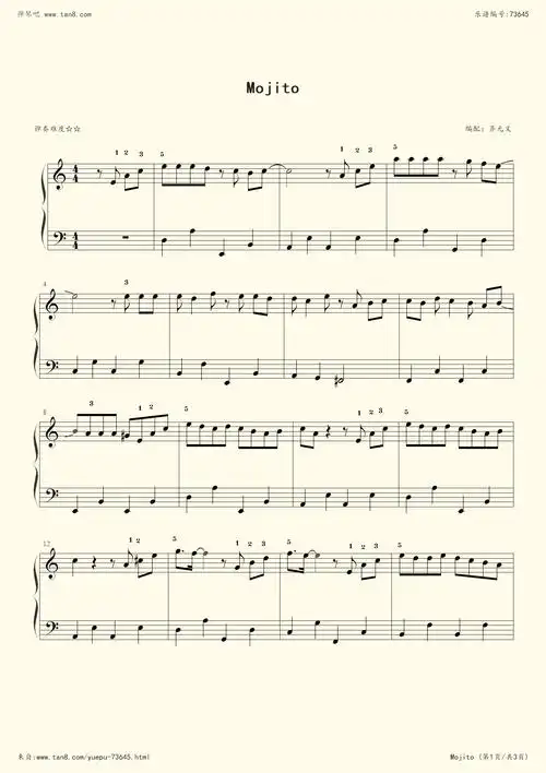 钢琴谱mojito
