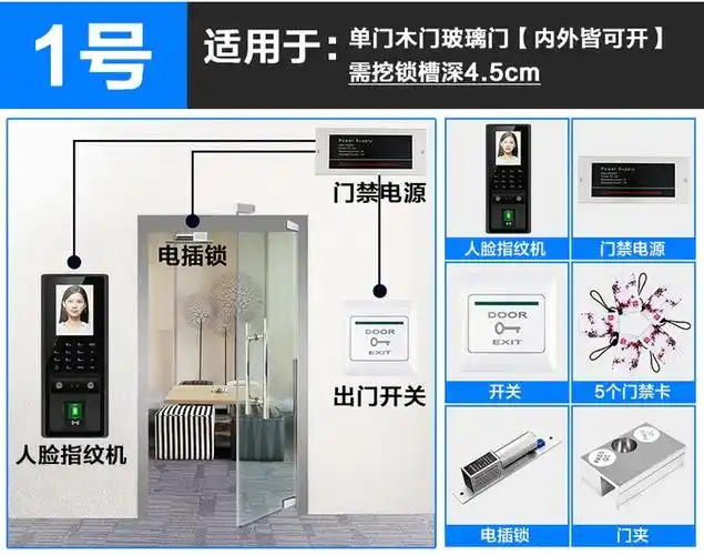 安成泰人脸识别门禁系统一体机 电磁锁玻璃门磁力锁 指纹刷卡密码
