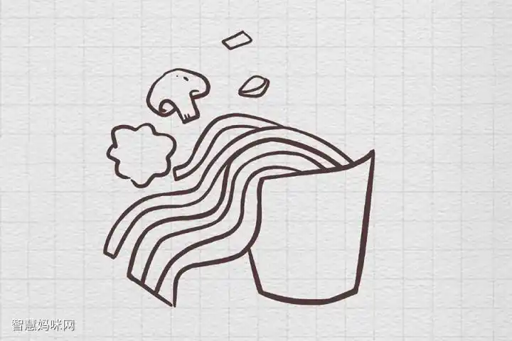 一杯泡面的简笔画画法步骤