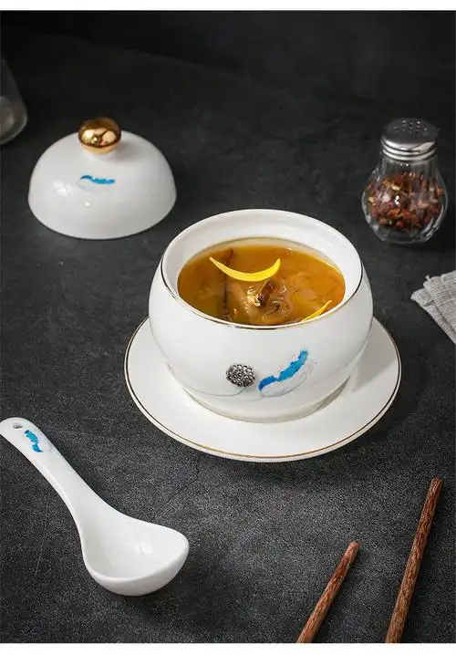 隔水小炖盅陶瓷一人份食陶瓷佛跳墙燕窝甜品碗炖汤蒸位上汤盅带盖2022