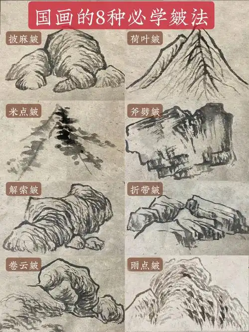 国画入门78国画的8种必学皴法简单好学60