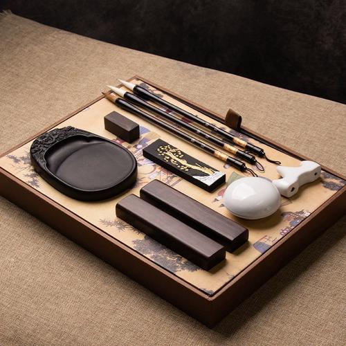 毛笔初学专用临摹砚台墨条墨块成人练字毛笔字小学生笔墨纸砚礼盒书法