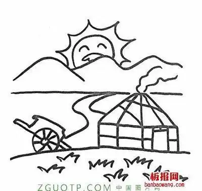 夕阳西下怎么简笔画