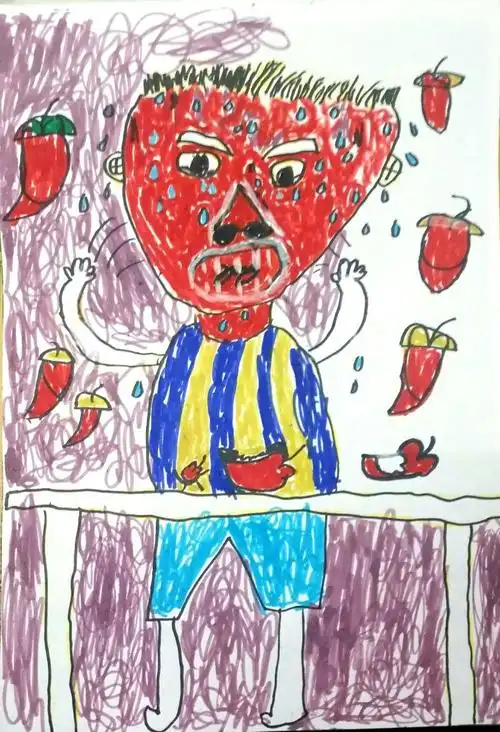 《辣椒真辣》――以人物为主体,生动有趣的绘画出人物被辣椒辣到的