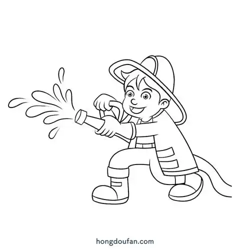 5张救火队员消防员儿童简笔画安全第一简笔画