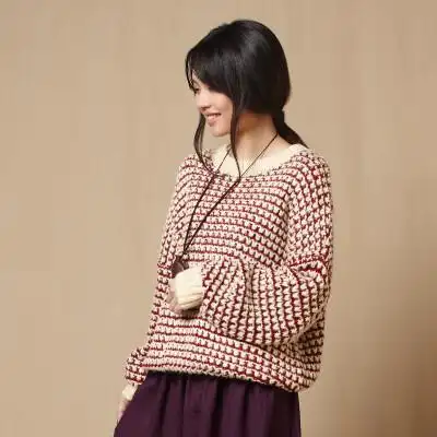 茉兰多文艺范复古宽松休闲大棒针粗线韩版大毛衣女外套两色