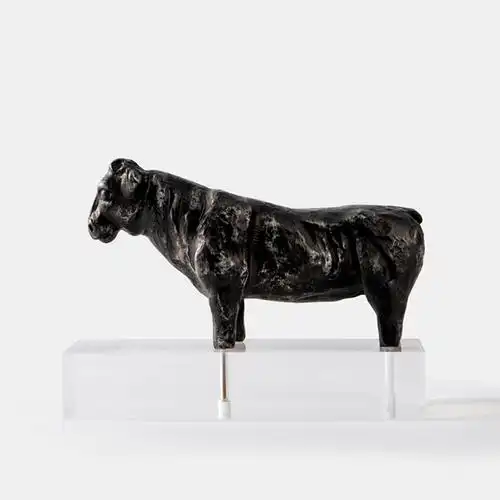 抽象金属牛摆件北欧轻奢客厅别墅酒店装饰品现代轻奢样板间艺术品