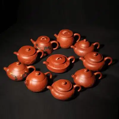 国家工艺美术员吴建明〖秋游记套壶〗 赵庄朱泥紫砂壶