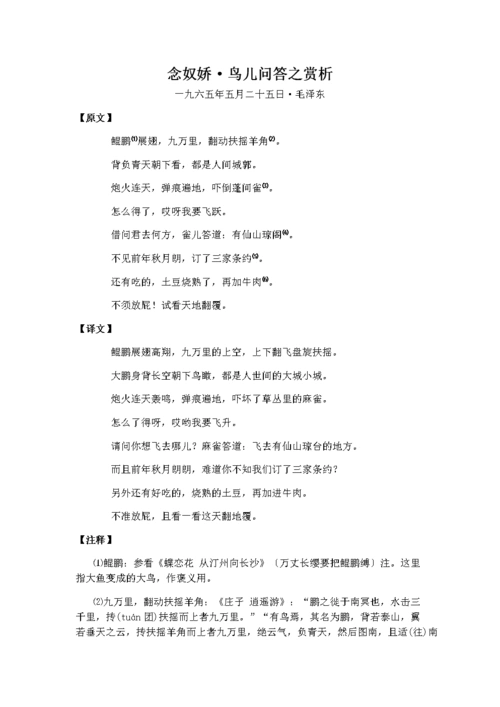 《念奴娇·鸟儿问答之赏析.docx》