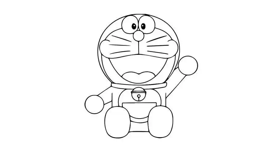 简笔画黑白哆啦a梦