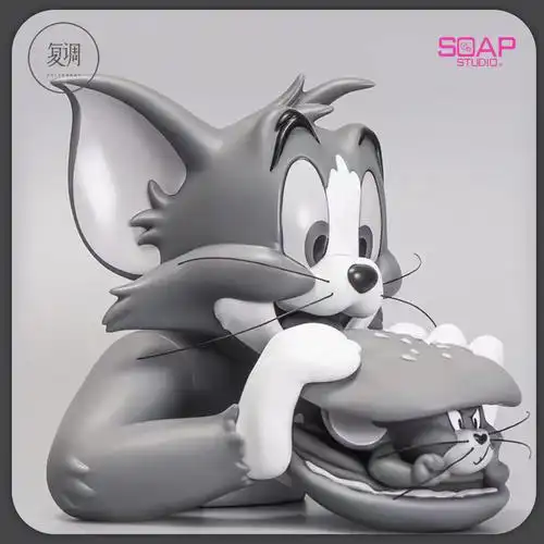 现货soap猫和老鼠汉堡半胸像灰色版潮玩摆件