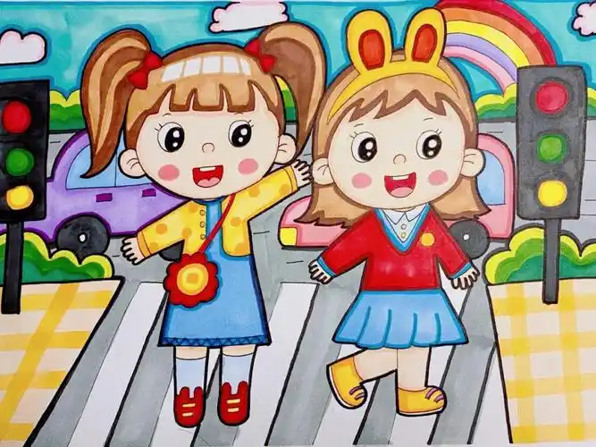 00儿童画过马路