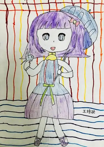 重点:让孩子们明白q版动漫人物的头身比例关系,学习动漫人物的绘画