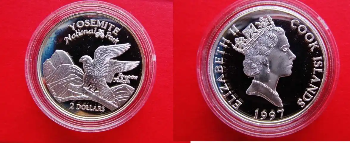 2 dollars 1997 cook-inseln silver - national park series