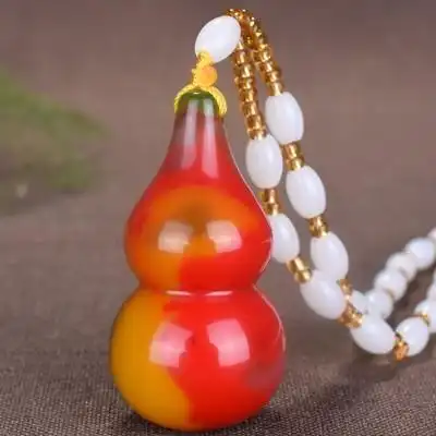 新疆彩玉葫芦吊坠男女天然和田玉福禄寿玉石葫芦如意玉坠挂件项链