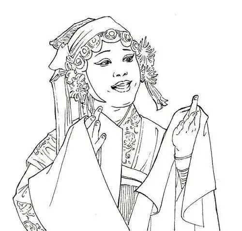 卡通婺剧女孩简笔画