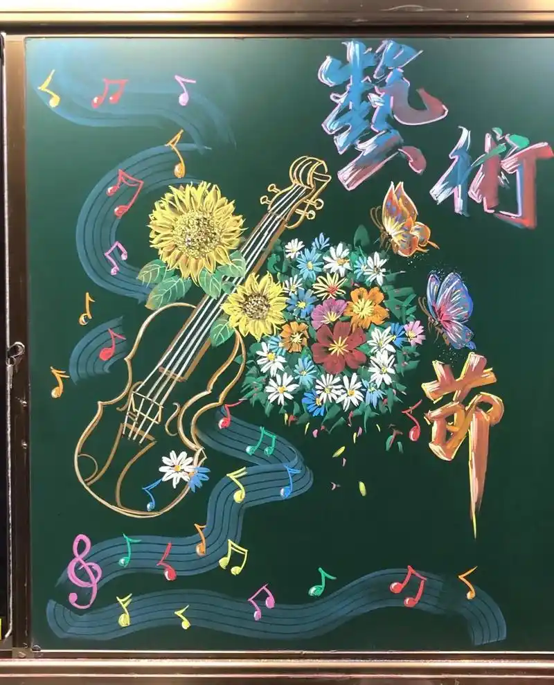 上热门97 #粉笔画 #黑板报 - 抖音