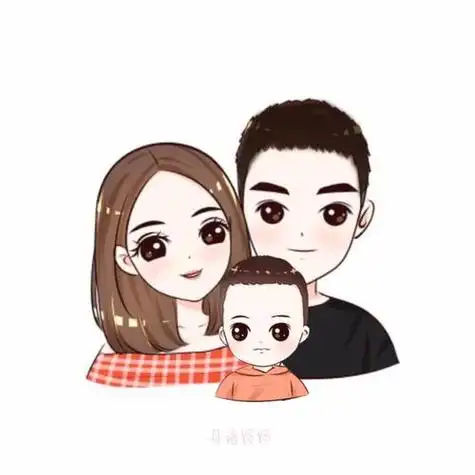 21张一家三口卡通头像家有儿子系列卡通快快乐乐亲子卡通头像