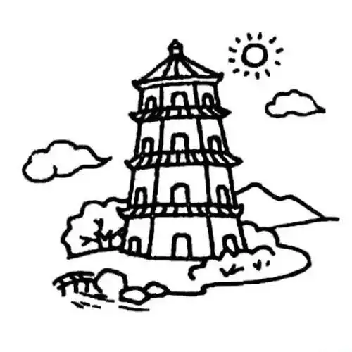 杭州西湖美景简笔画