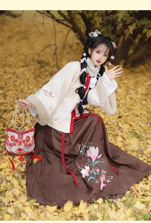 汉尚华莲原创汉服女成人明制冬款加绒加厚一片式马面裙醉红妆中国风