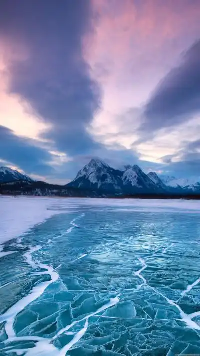 三星手机壁纸【1440x2560】湖水 结冰 冬天