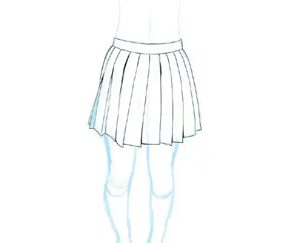 动漫小女生百褶裙绘画参考不同角度动作下的裙子褶皱非常实用