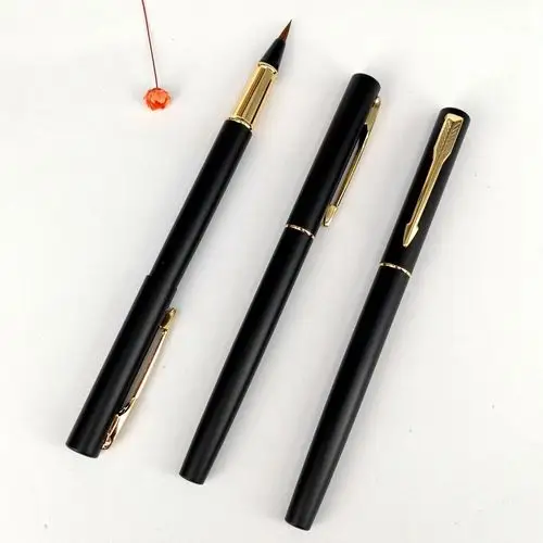 便携钢笔式毛笔磨砂杆墨囊小楷笔练字书法笔软头秀丽笔狼毫软毛笔