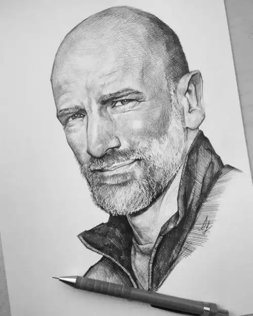 线条明快富有质感的铅笔素描人像画值得收藏