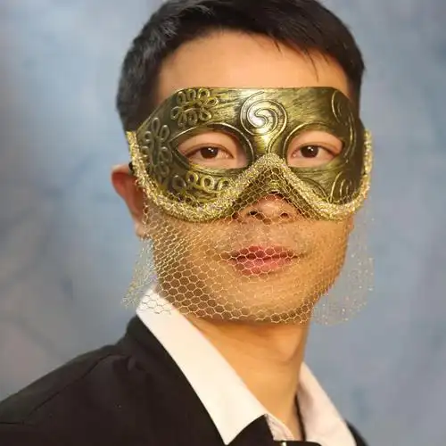 蒙面唱将面具男士朋克夸张银色简约蒙面歌手唱将万圣节假面舞会面具男