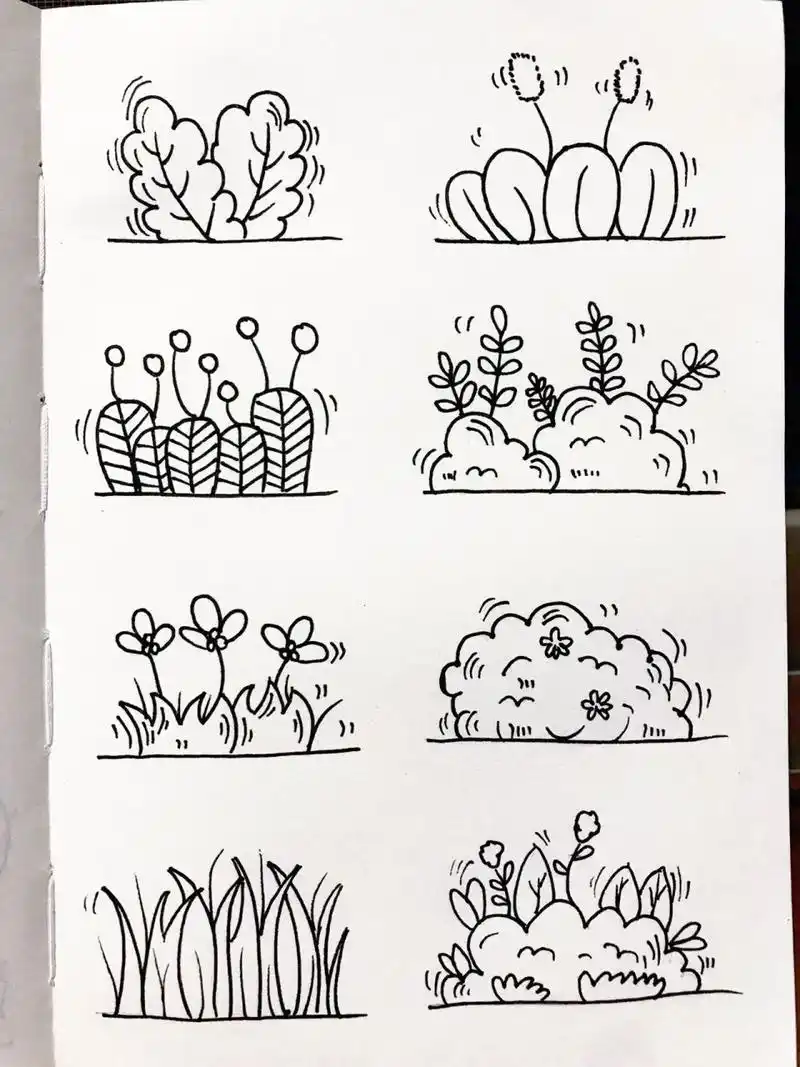 203|简笔画|植物篇——小草02 适合新手临摹 容易下手简单简笔草丛