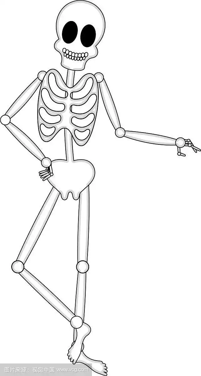 孤立快乐的人体骨架卡通形象
