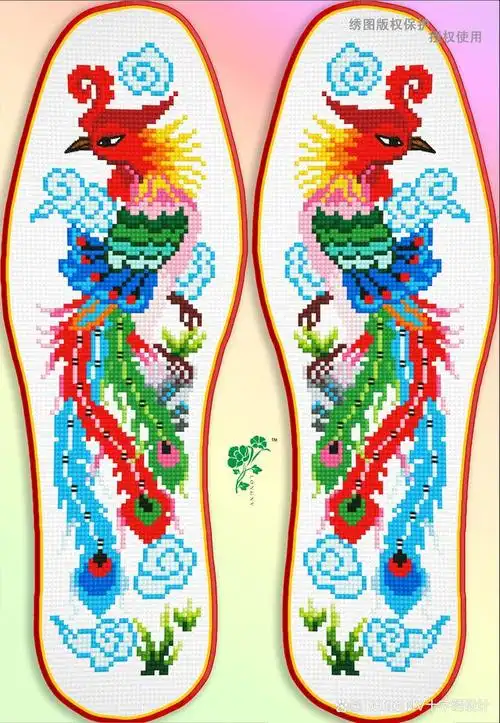 传统手工十字绣鞋垫图样欣赏!