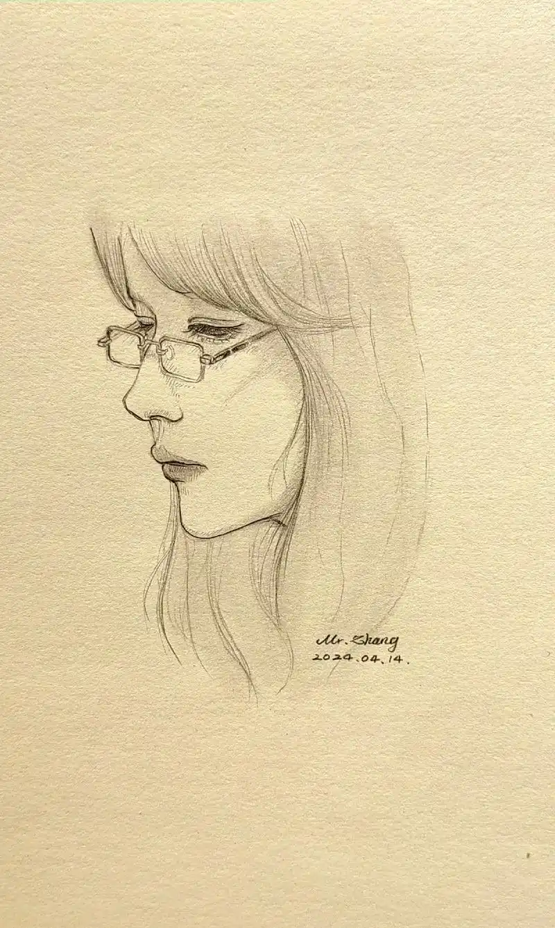 画画 女生侧脸.临摹作品,还有些地方不对,画完觉得上唇稍长. - 抖音