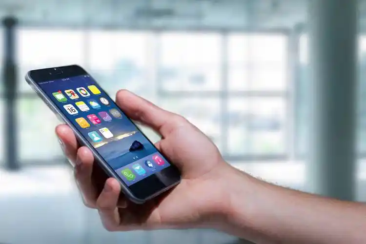 智能手机,操作,拿着,显示屏