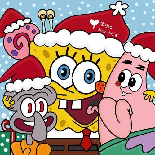 ipad画画海绵宝宝圣诞节全家福